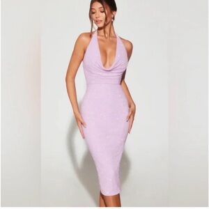 Oh Polly Lavender Halter Midi Dress